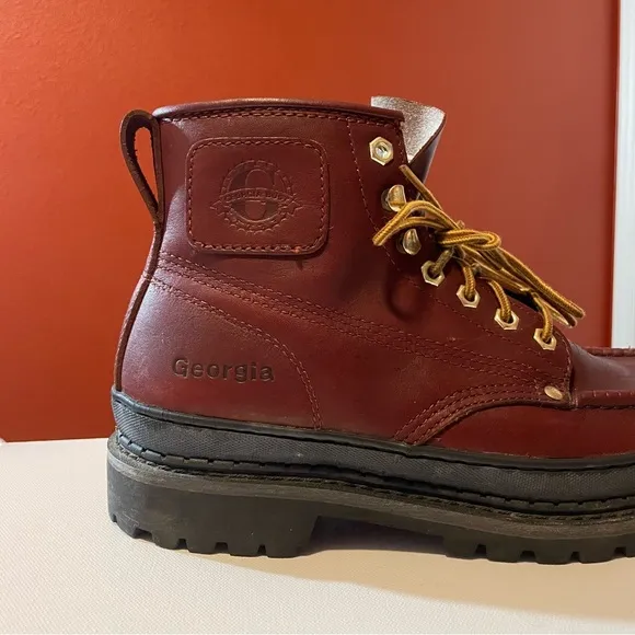 Georgia Boot Men’s Brick Red Leather Lace Up Workwear Gorpcore Boots
