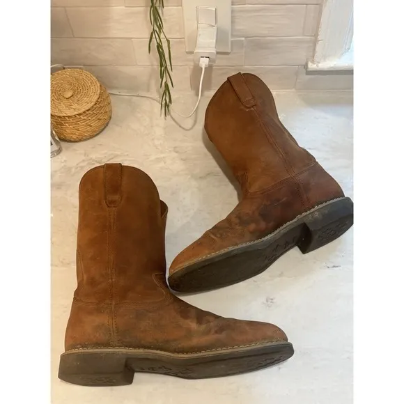 Georgia Boot Mens Ranch Wellington Boots 11.5D Chestnut Brown G5814 Farm Western