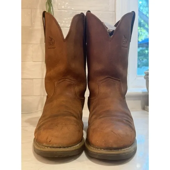 Georgia Boot Mens Ranch Wellington Boots 11.5D Chestnut Brown G5814 Farm Western