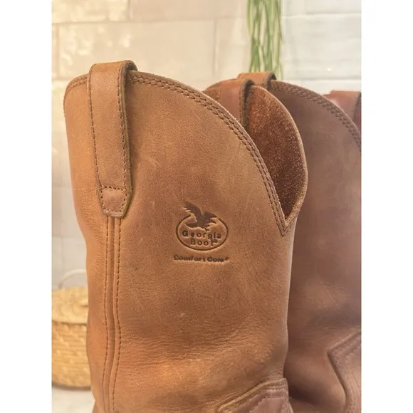 Georgia Boot Mens Ranch Wellington Boots 11.5D Chestnut Brown G5814 Farm Western