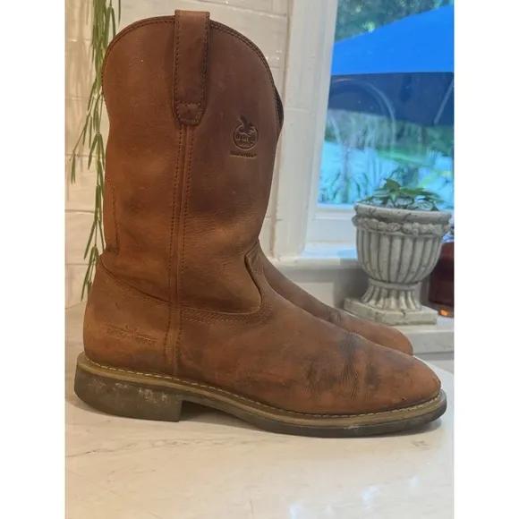 Georgia Boot Mens Ranch Wellington Boots 11.5D Chestnut Brown G5814 Farm Western