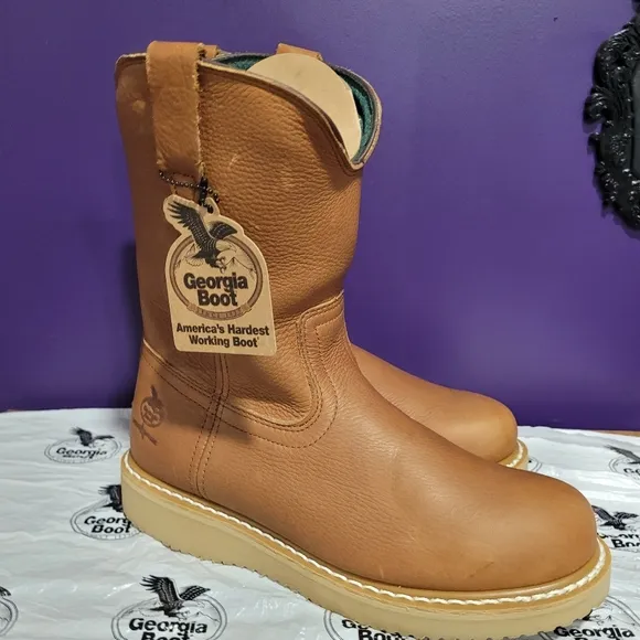 GEORGIA BOOTS 10&quot; WORK OR FARM WELLINGTON BOOT G5153 Mens 10.5 NEW