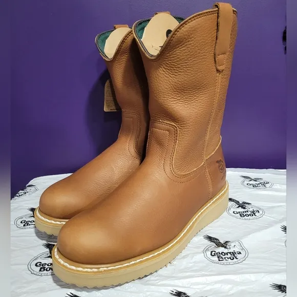 GEORGIA BOOTS 10&quot; WORK OR FARM WELLINGTON BOOT G5153 Mens 10.5 NEW