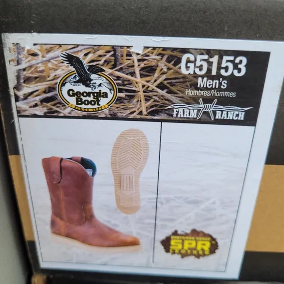 GEORGIA BOOTS 10&quot; WORK OR FARM WELLINGTON BOOT G5153 Mens 10.5 NEW