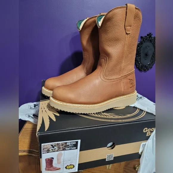 GEORGIA BOOTS 10&quot; WORK OR FARM WELLINGTON BOOT G5153 Mens 10.5 NEW