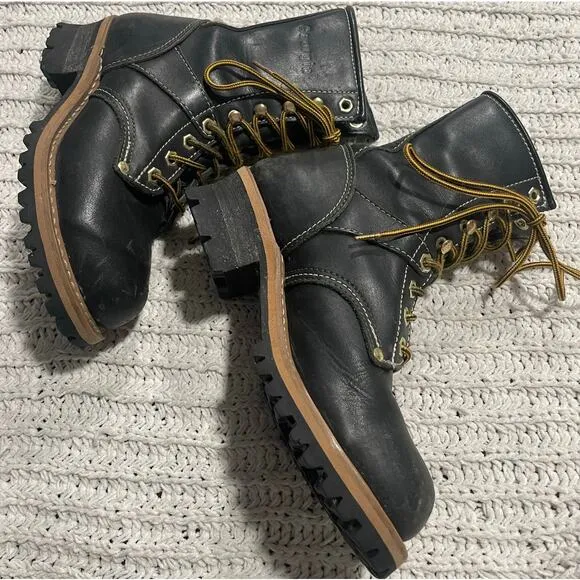 Georgia Logger 8&quot; Lace Up Mid Calf Boots Leather G120T Men's Size 6 M Black Work
