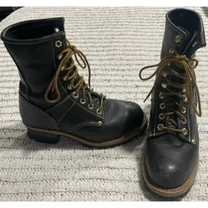 Georgia Logger 8&quot; Lace Up Mid Calf Boots Leather G120T Men's Size 6 M Black Work
