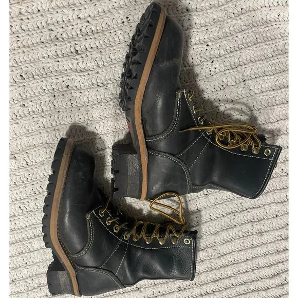 Georgia Logger 8&quot; Lace Up Mid Calf Boots Leather G120T Men's Size 6 M Black Work
