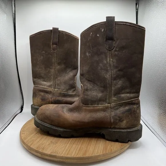 Georgia Men’s Size 9 W Wide Waterproof Steel Toe 11&quot; Work Boots-Wellington Brown