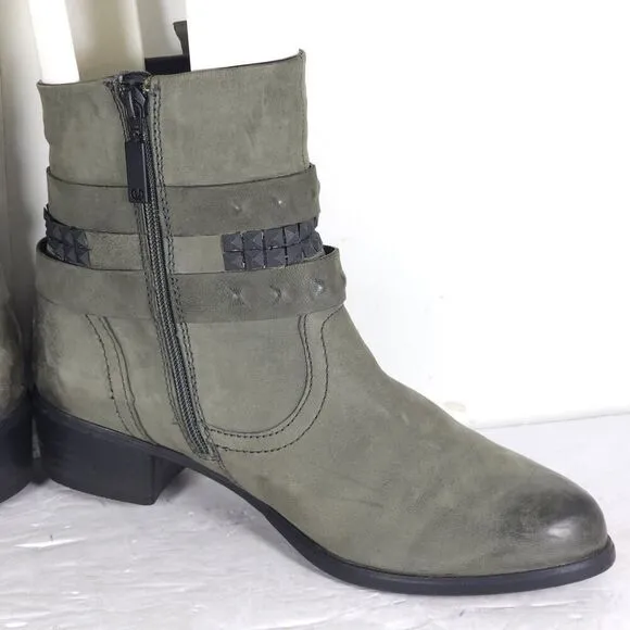Gerry Weber Women's EU41 US10-10,5 Gray Leather Studded Strappy Ankle Boots