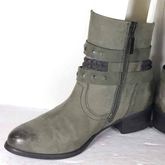 Gerry Weber Women's EU41 US10-10,5 Gray Leather Studded Strappy Ankle Boots