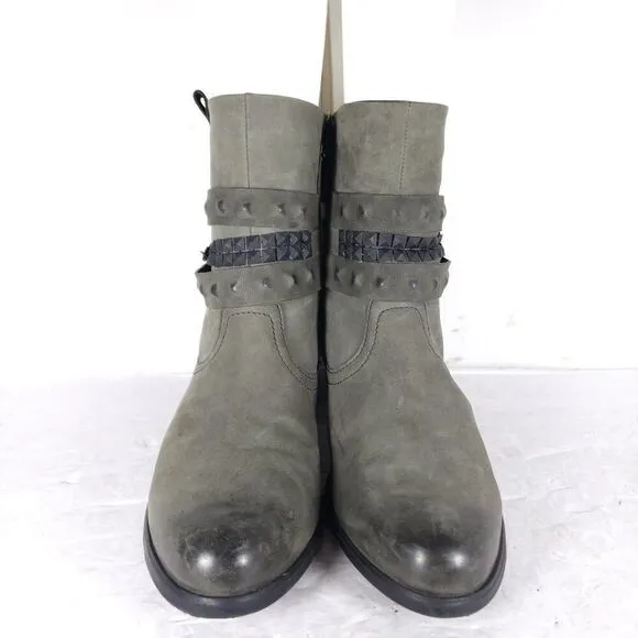 Gerry Weber Women's EU41 US10-10,5 Gray Leather Studded Strappy Ankle Boots