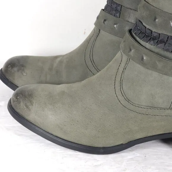 Gerry Weber Women's EU41 US10-10,5 Gray Leather Studded Strappy Ankle Boots