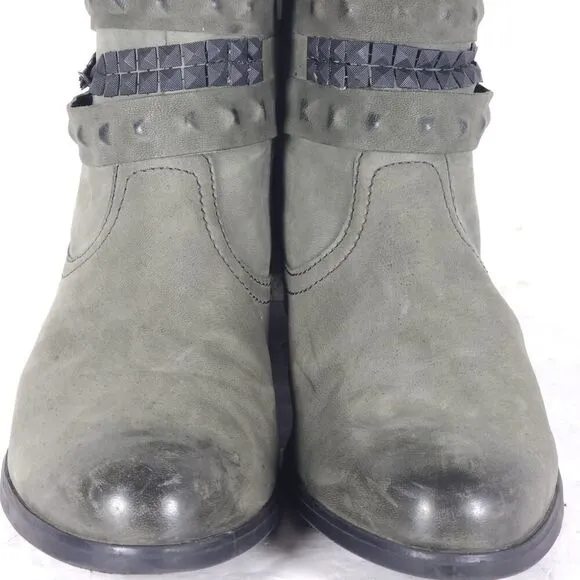 Gerry Weber Women's EU41 US10-10,5 Gray Leather Studded Strappy Ankle Boots