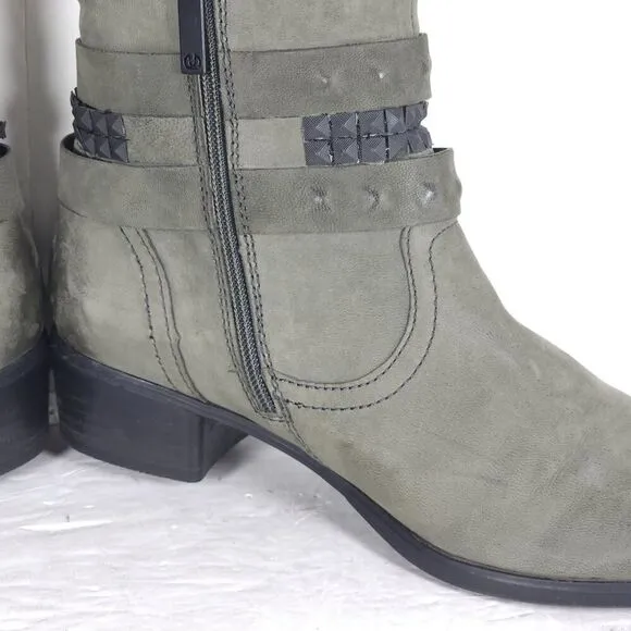 Gerry Weber Women's EU41 US10-10,5 Gray Leather Studded Strappy Ankle Boots