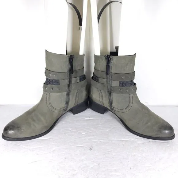 Gerry Weber Women's EU41 US10-10,5 Gray Leather Studded Strappy Ankle Boots