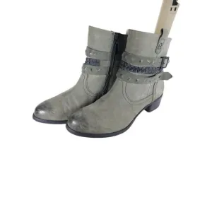 Gerry Weber Women's EU41 US10-10,5 Gray Leather Studded Strappy Ankle Boots