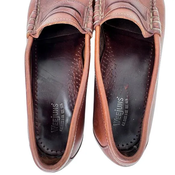 GH BASS‎ Weejuns Larson Penny Loafer Shoes Leather Slip-On Brown Mens Size 10.5