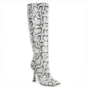 Gianni Bini Lennoxe Snake Print Boots Size 5.5 Black &amp; White Tall Boots