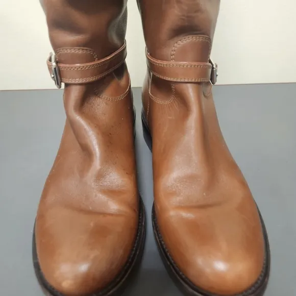 Gianvito Rossi Brown Leather Tall Low Heel Boots EUR Sz 38.5