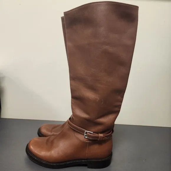 Gianvito Rossi Brown Leather Tall Low Heel Boots EUR Sz 38.5
