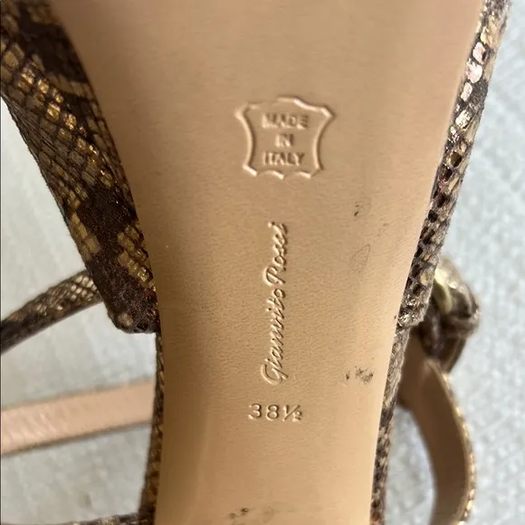 GIANVITO ROSSIDallas Snakeskin-Embossed Metallic Leather Plaform Sandals