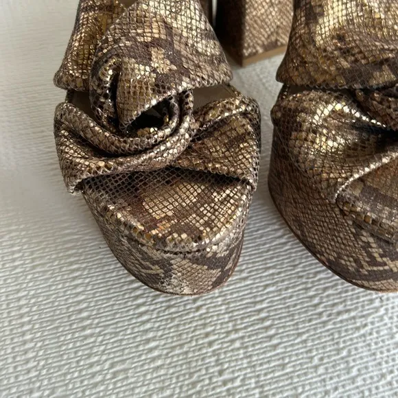 GIANVITO ROSSIDallas Snakeskin-Embossed Metallic Leather Plaform Sandals