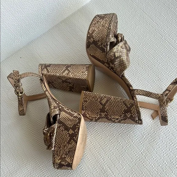 GIANVITO ROSSIDallas Snakeskin-Embossed Metallic Leather Plaform Sandals