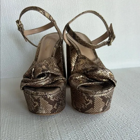 GIANVITO ROSSIDallas Snakeskin-Embossed Metallic Leather Plaform Sandals
