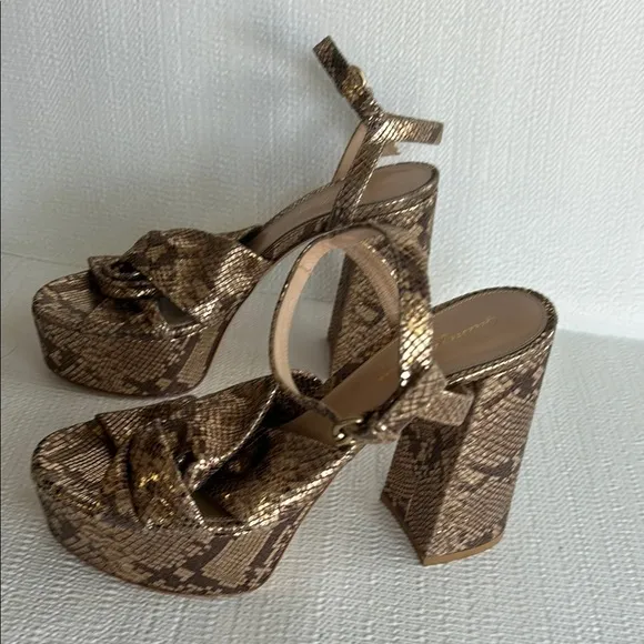 GIANVITO ROSSIDallas Snakeskin-Embossed Metallic Leather Plaform Sandals