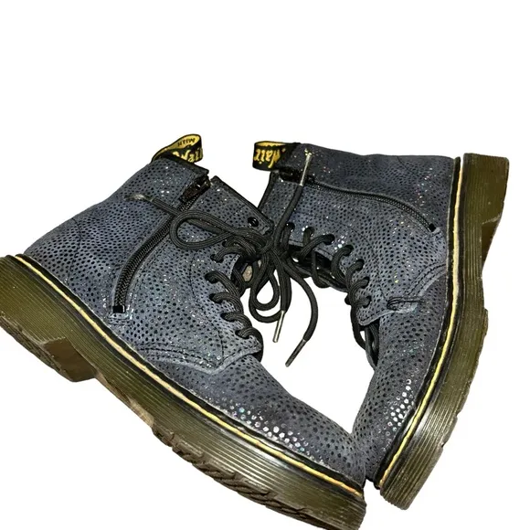 Girls dr martens 1460J iridescent black zip ankle boots booties youth size 2 2Y