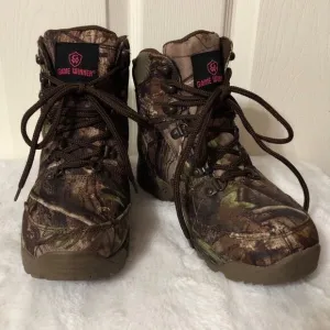 Girls Game Winner Camouflage Hunting Boots Size 6.5D Lace Up Ankle Boots