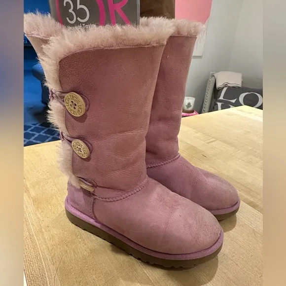 Girls pink tall UGG button boots size 2