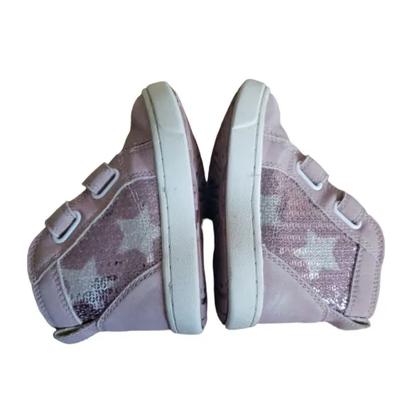 GIRLS UGGS RENNON PINK SEQUIN LIL STARS HIGH TOP SNEAKER GYM SHOE Girls SIZE 6
