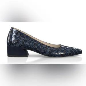 Girotti Classic Heeled Shoes Sz EU 37,   U.S. 6.5 Navy Blue Suede Slip O…