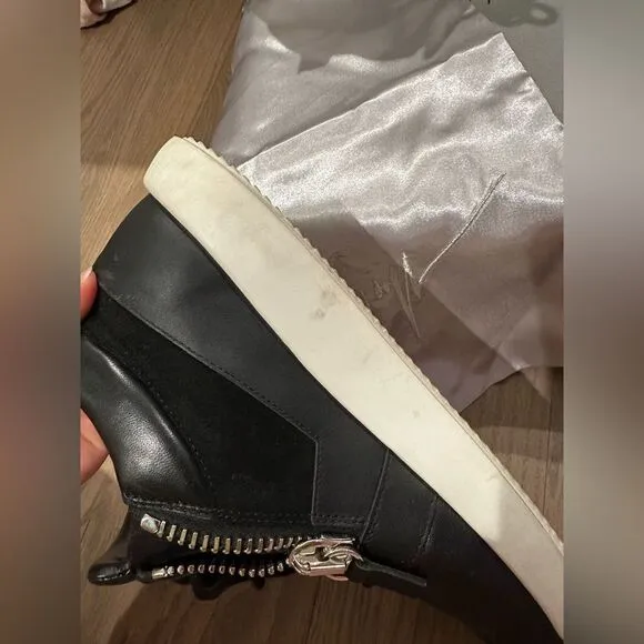 Giuseppe Zanotti Black Leather Athletic Shoes Side Zipper Details Size 12B