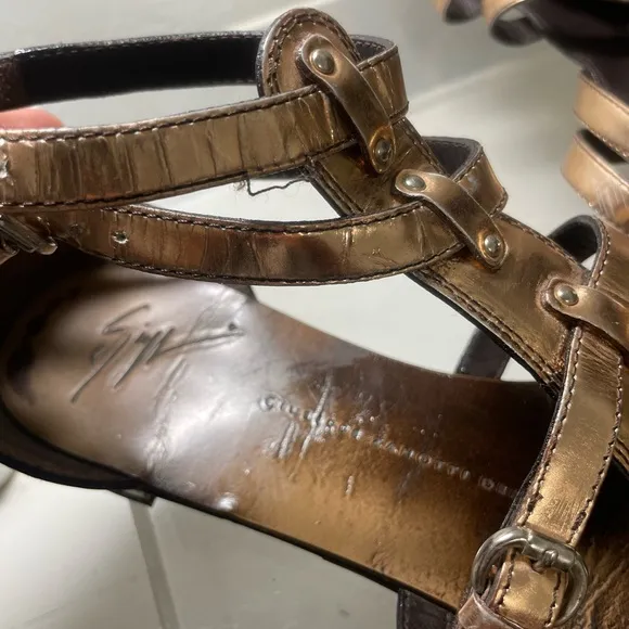 Giuseppe Zanotti copper gladiator sandals sz 9.5 made in italy