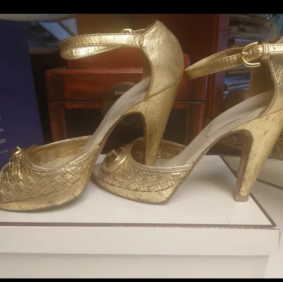 Gold COACH Dianah Nappa Kid Ankle Strap 9 39 Sandals Platform Pump Bronze Macy's