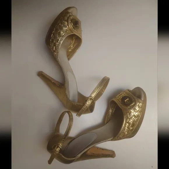Gold COACH Dianah Nappa Kid Ankle Strap 9 39 Sandals Platform Pump Bronze Macy's