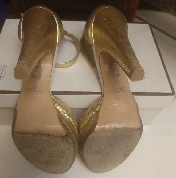 Gold COACH Dianah Nappa Kid Ankle Strap 9 39 Sandals Platform Pump Bronze Macy's