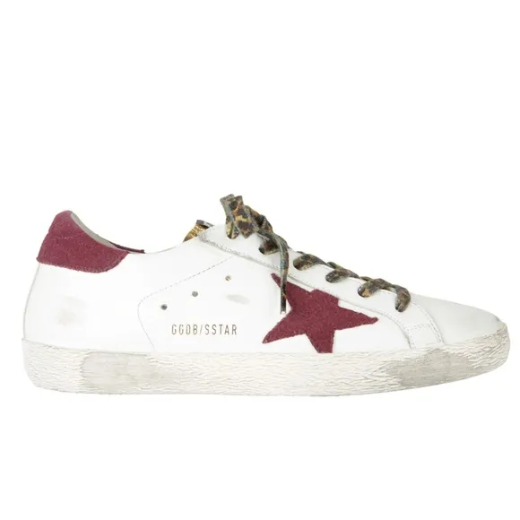 Golden Goose Women's White and Red Superstar Sneakers