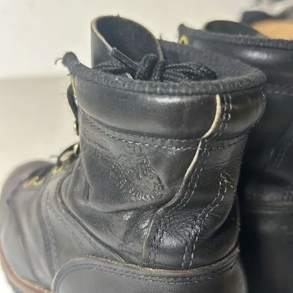 GOLDEN RETRIEVER Black Leather Work Boots Logger Womens Size 5.5