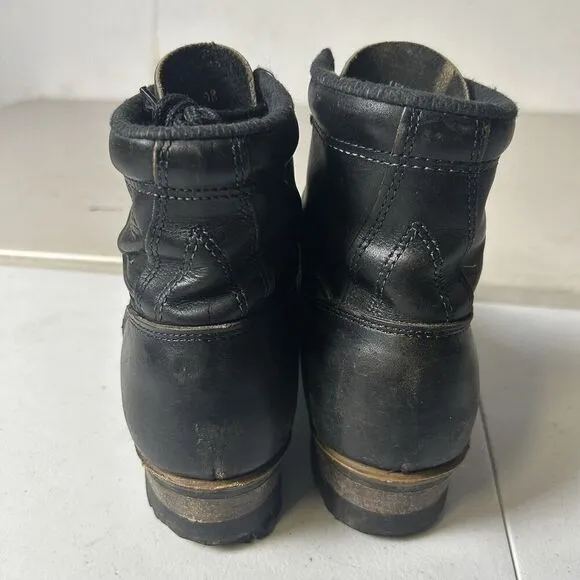 GOLDEN RETRIEVER Black Leather Work Boots Logger Womens Size 5.5