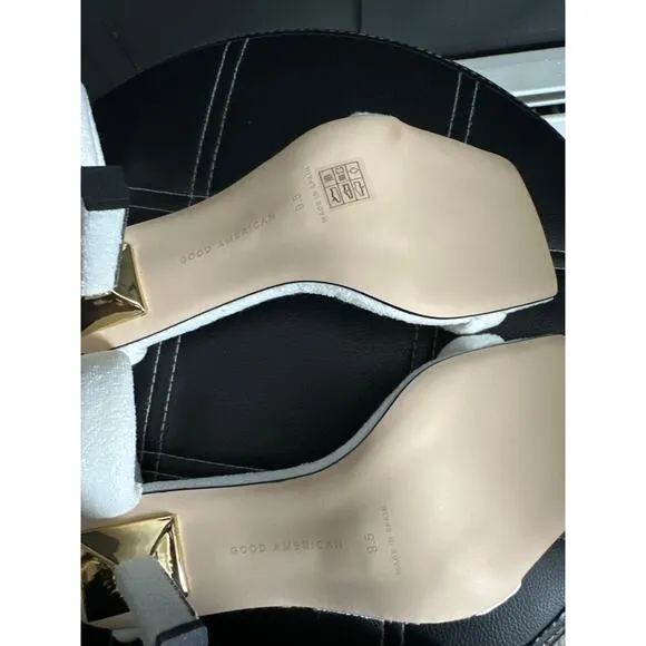 Good American White Terry Wrap Sandal Heels Mules Slip Ons NEW Size 9.5