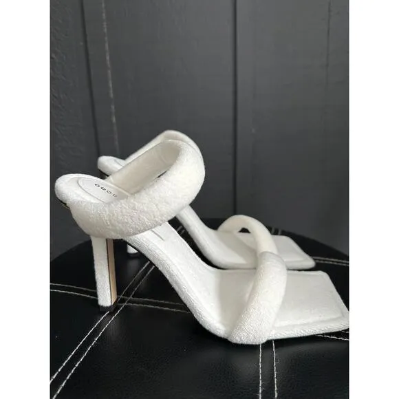 Good American White Terry Wrap Sandal Heels Mules Slip Ons NEW Size 9.5