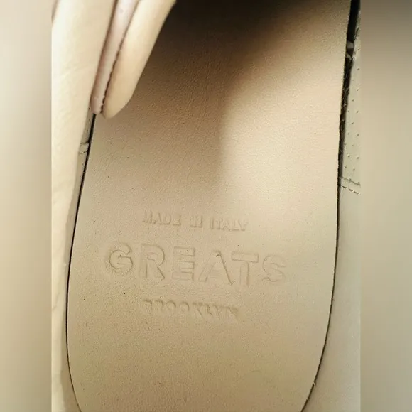 Greats Brooklyn Perforated Blush Leather Sneaker Size 10