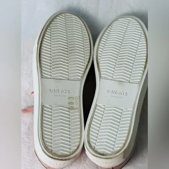Greats Brooklyn Perforated Blush Leather Sneaker Size 10
