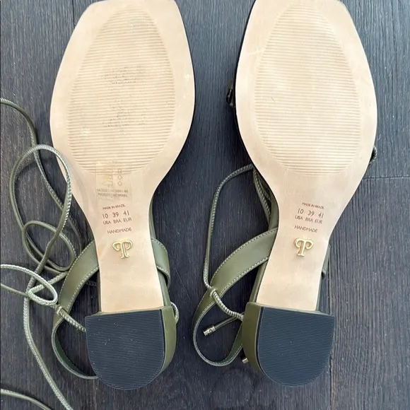 Green Strappy Sandals with metal detail