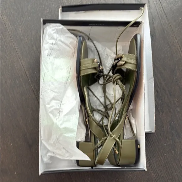 Green Strappy Sandals with metal detail
