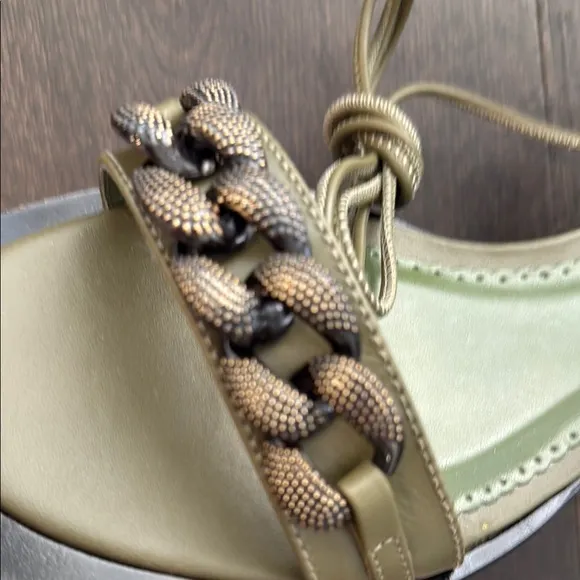 Green Strappy Sandals with metal detail